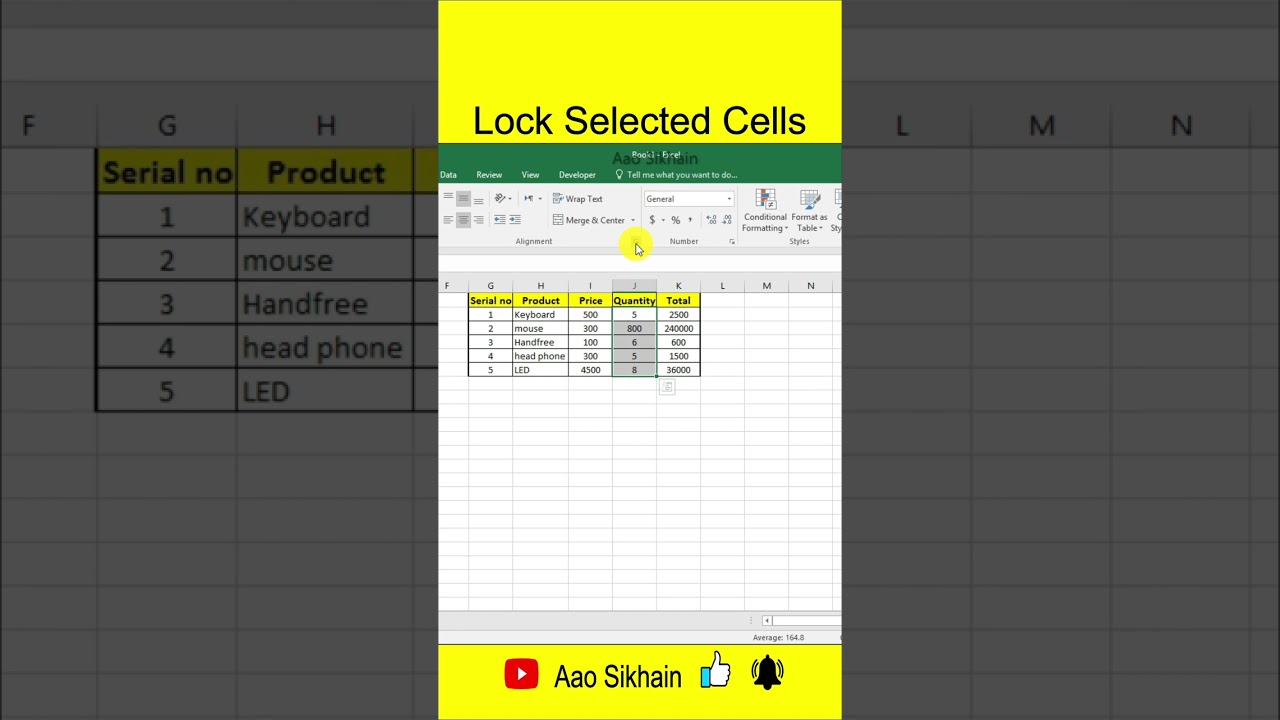 Lock Selected cell in excel
