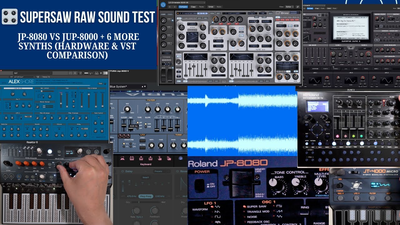 🎛️ Supersaw Raw Sound Test &ndash; JP-8080 vs JUP-8000 + 6 More Synths (Hardware & VST Comparison)