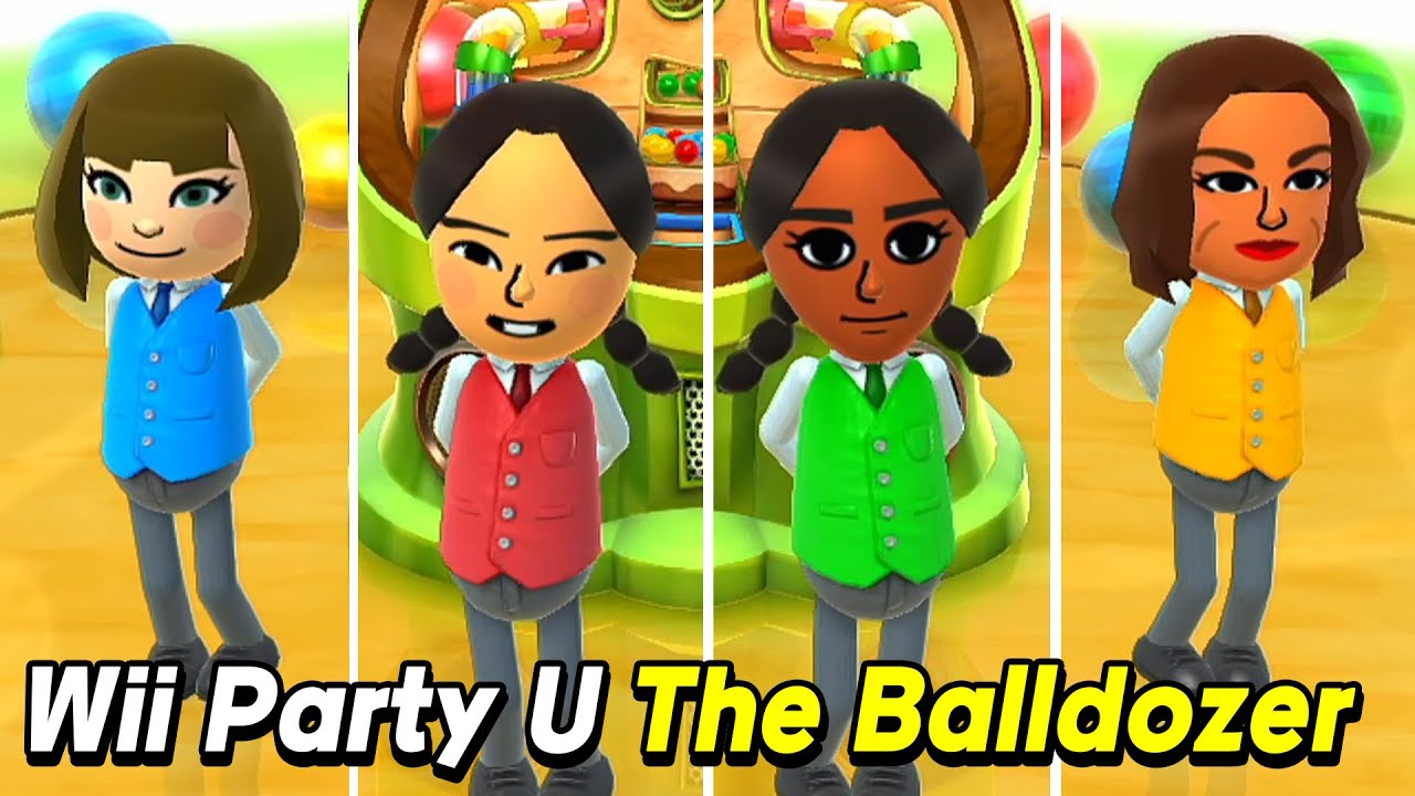 Wii Party U The Balldozer gameplay Millie vs Xiao-Tong vs Laura vs Hiromi