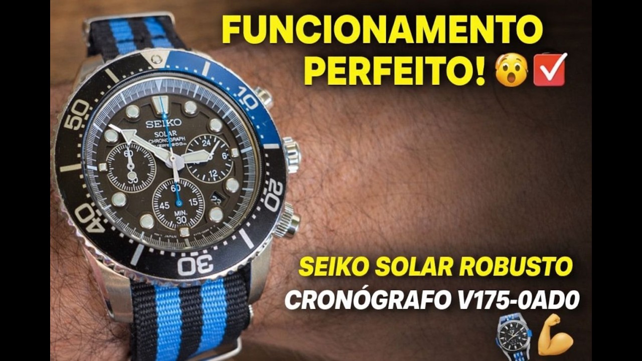SEIKO SOLAR MONSTRO 🔥 CRONÓGRAFO V175-0AD0 DIVER 200M 💪⌚️ FUNCIONAMENTO PERFEITO!