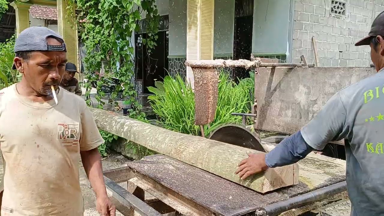 Hard Work Cutting Wood With a Circular Saw 