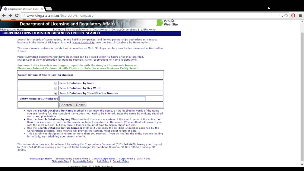 Michigan Business Entity Search | Corporation | LLC | Partnerships