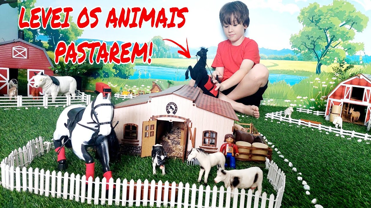 Fazendinha do Felipe Canopf - Levando os Animais da Fazenda de Caminhão para pastar  - Toy Cow Farm