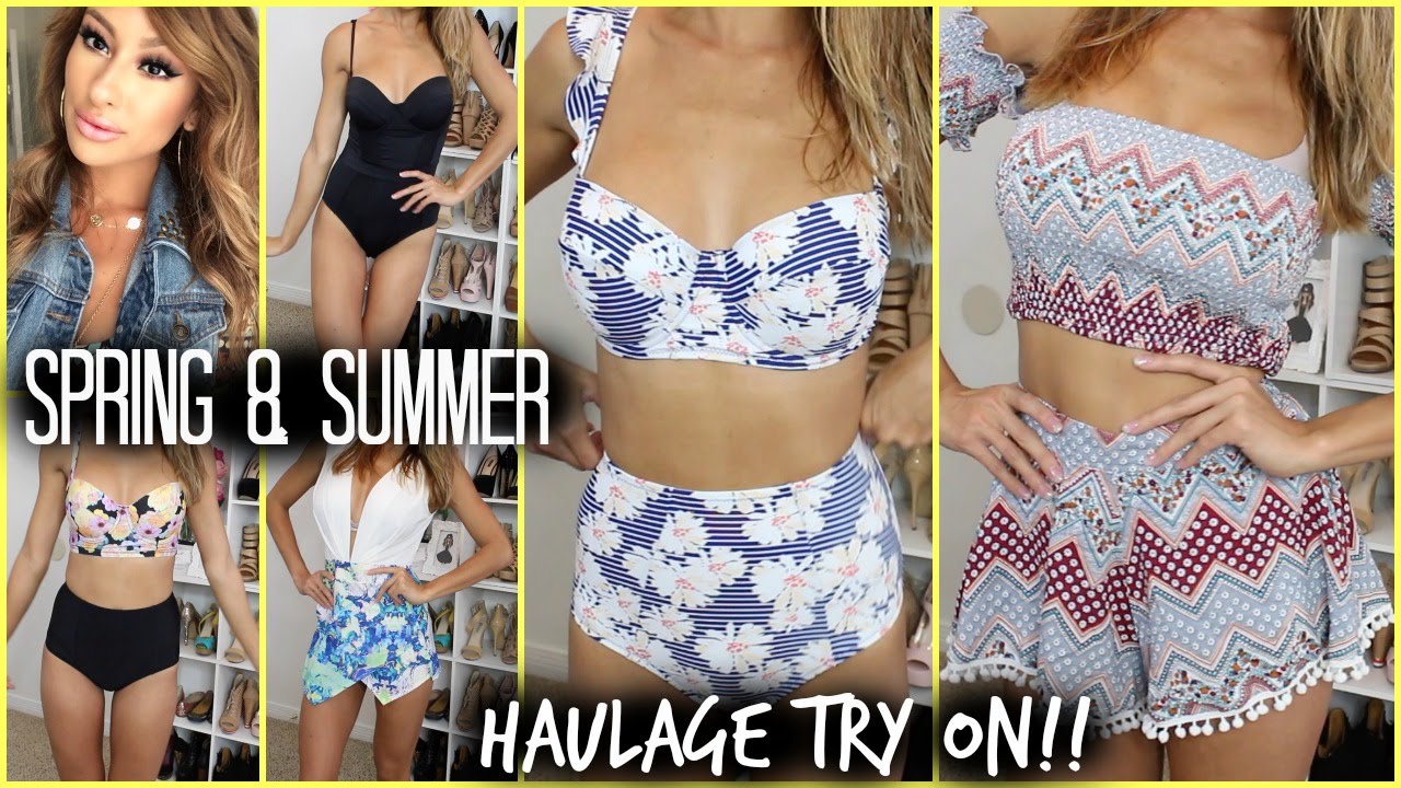 SPRING SUMMER HAUL- TRY ON!! High waist bikinis, twin sets, dresses