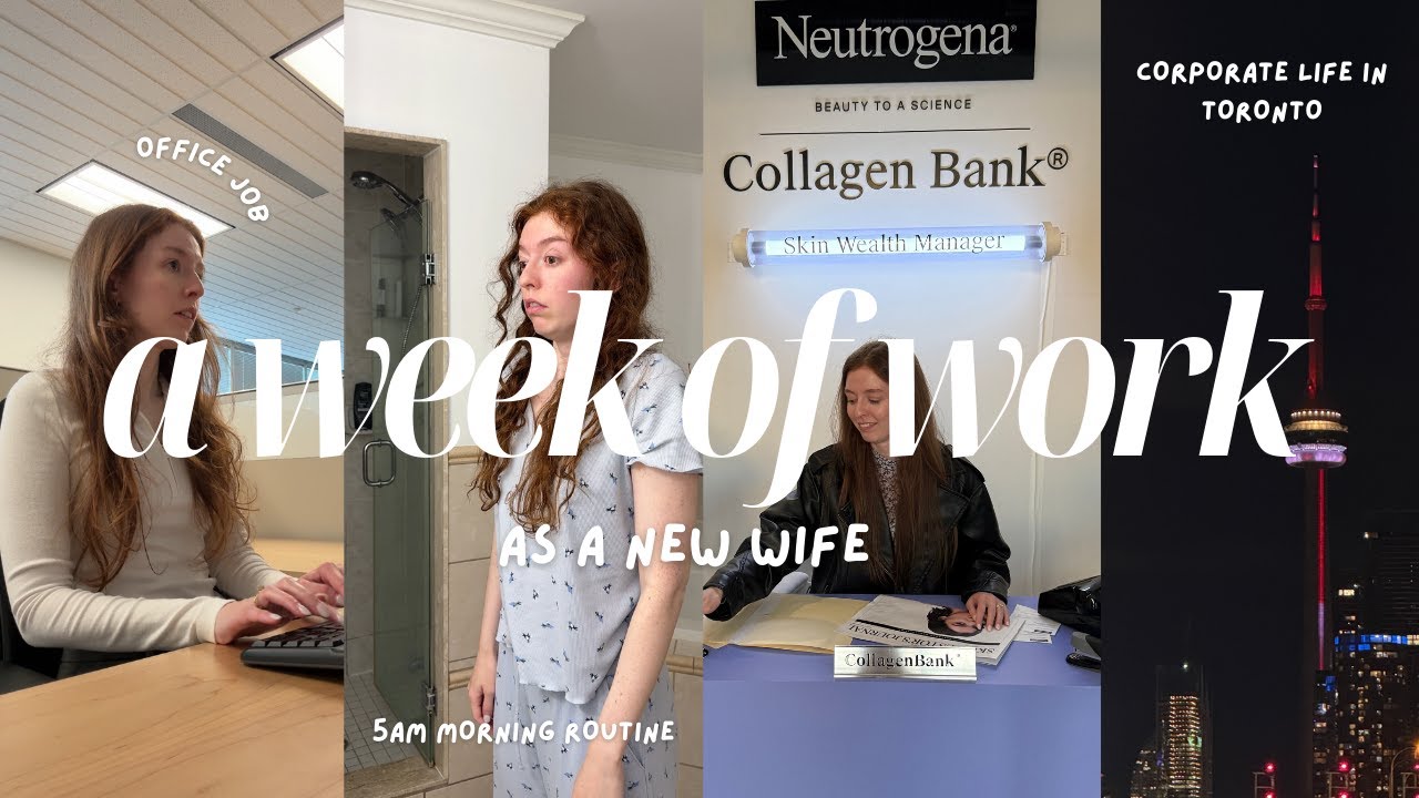 WORK WEEK VLOG AS A NEW WIFE | in office corporate job, 5am morning routine, meal prep