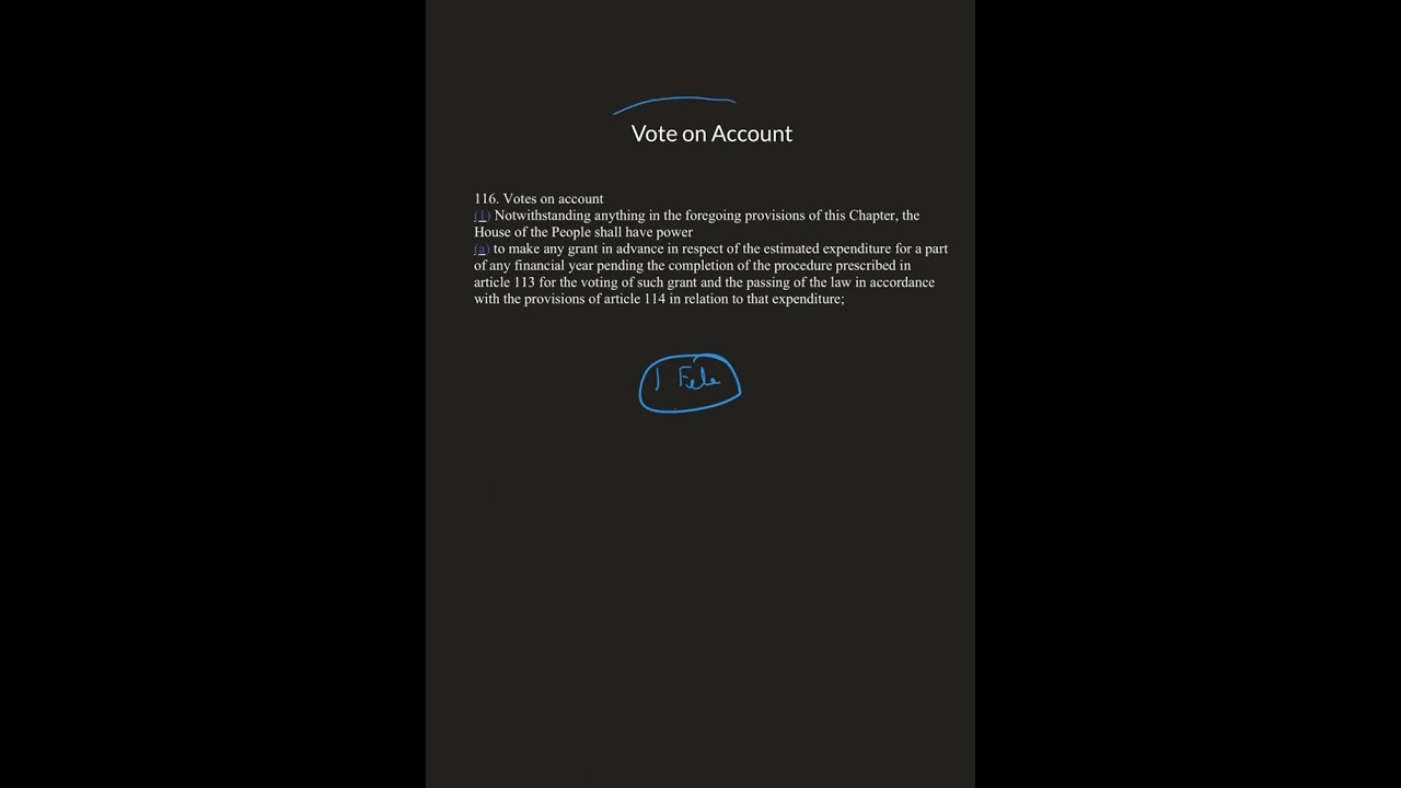 Vote on Account | Article 116(1)(a) | Indian Constitution