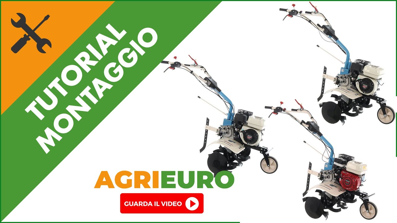 Motozappa AGT 6500 con motore Honda: montaggio  delle zappatrici con ruotino di spostamento