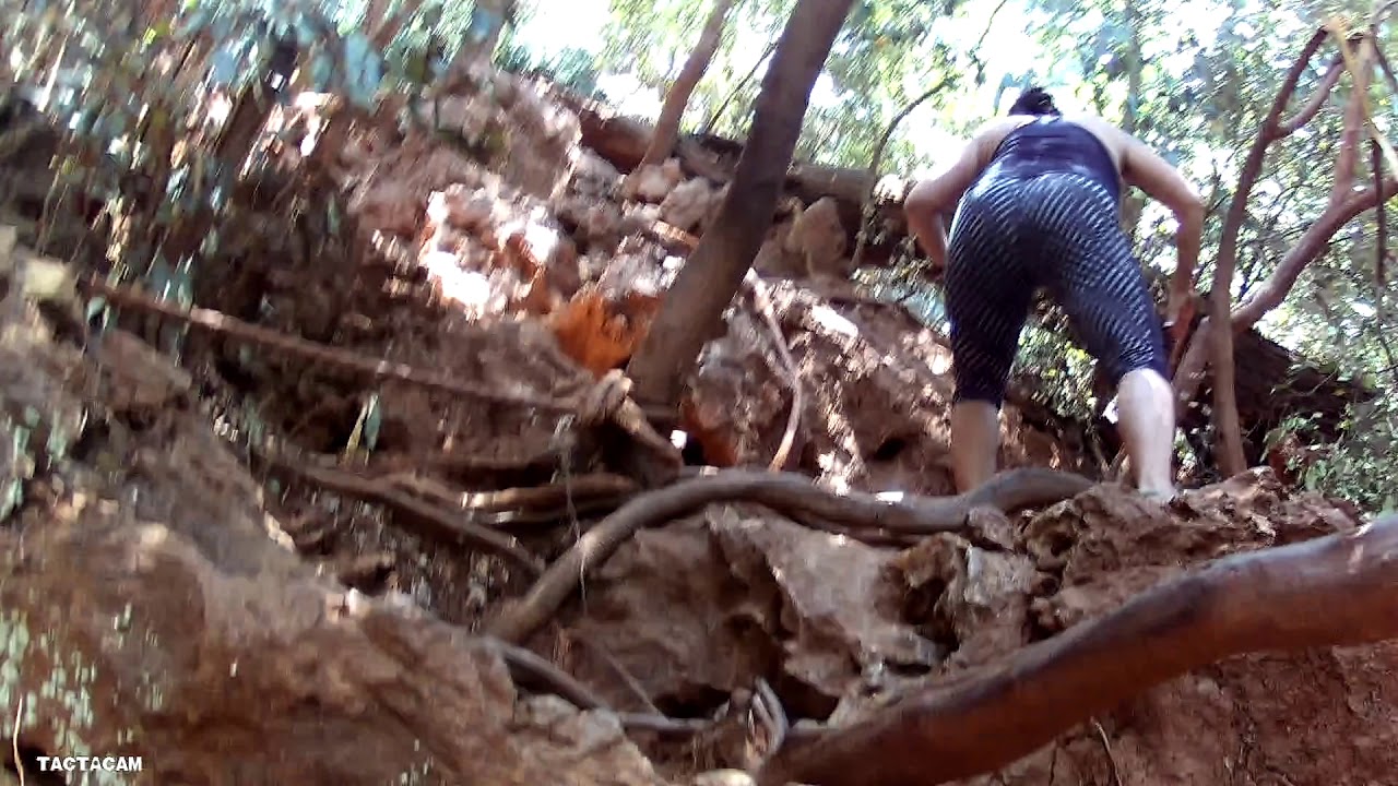 Climbing to the look-off and the hidden lagoon at Railay Beach, Thailand