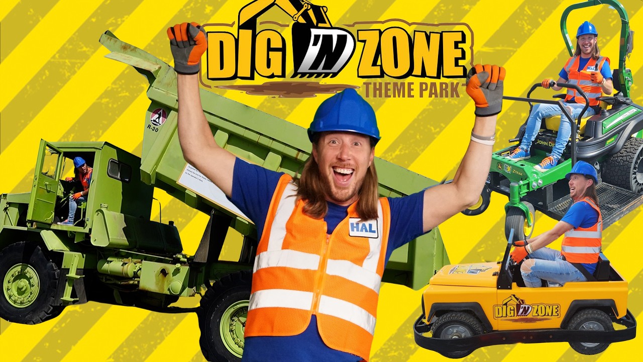 Awesome Rides at DIG 'N ZONE Construction Theme Park | Excavators, Dump Trucks and Tractors