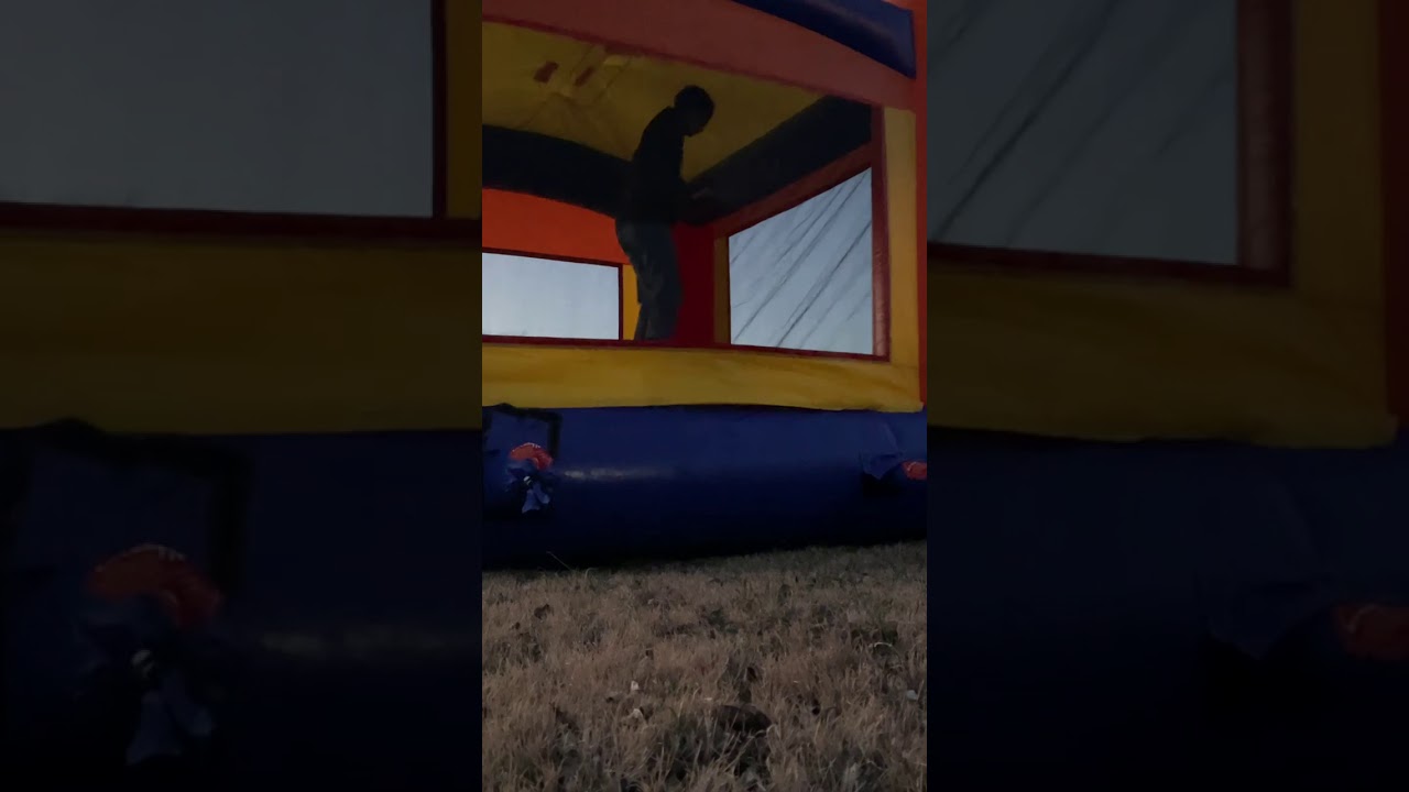 Bouncing hard on bounce house and blower tube comes off