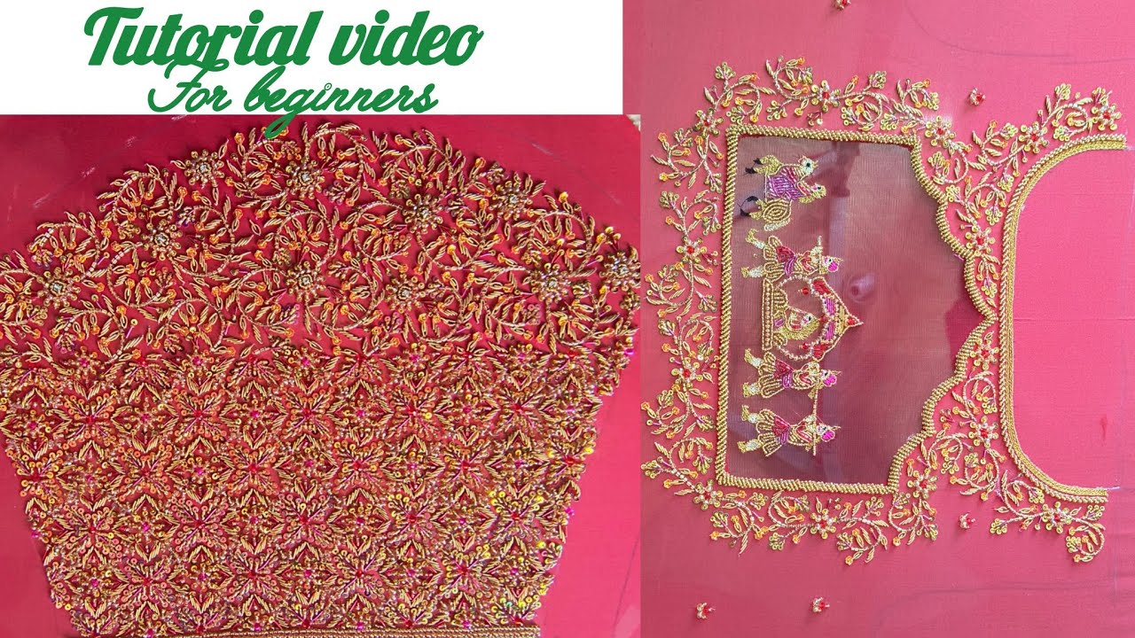 Grand aari work blouse. Aari  design tutorial video for beginners. #aariwork #trending 