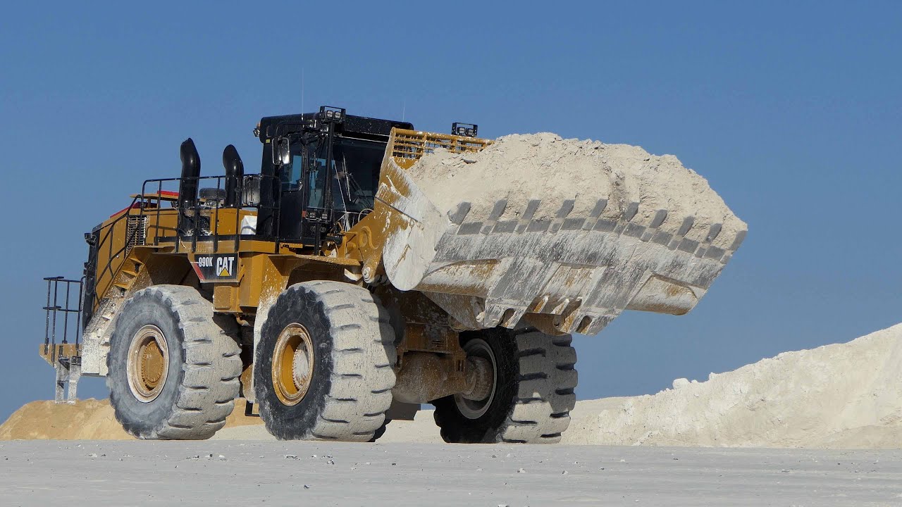 Caterpillar 990K Large Wheel Loader at work in Lime Quarry | Biggest Wheel Loader in Denmark