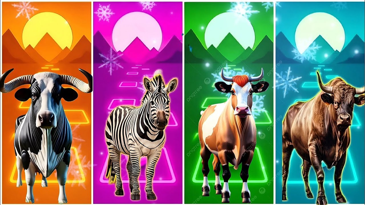Funny Bull 🐃🆚 Funny Zebra 🦓🆚 Funny Cow 🐄🆚 Funny Bull 🐂🆚 Tiles Hop EDM Rush
