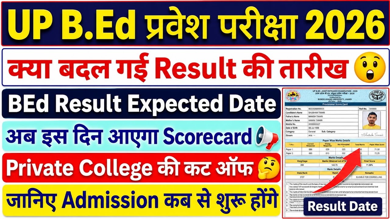 UP BEd Entrance Exam | बदल गई Result की Date | UP BEd Result Update | UP BEd Private College Cut Off