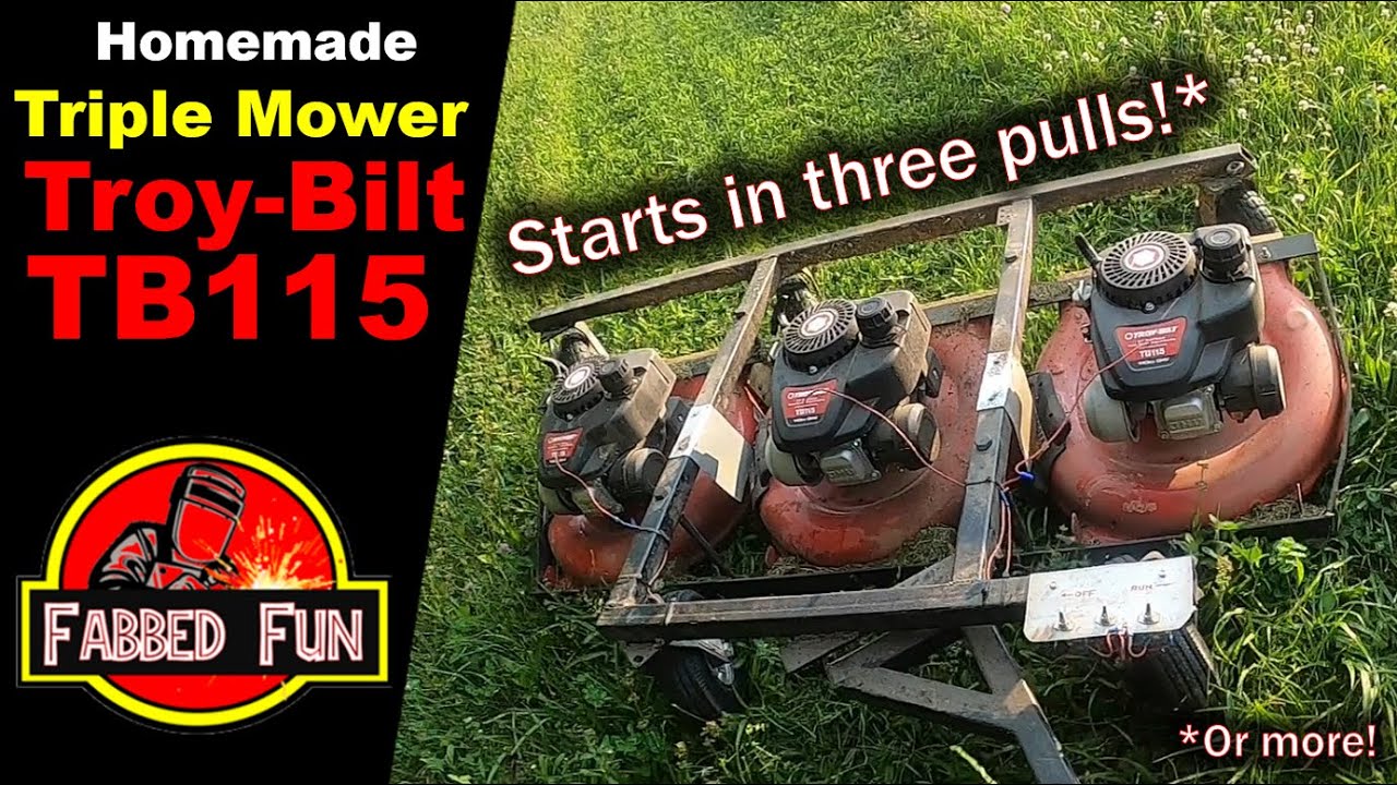 The Triple Mower - Pull Behind Push Mowers / Homemade Trail Mower - 3x Troy-Bilt TB115