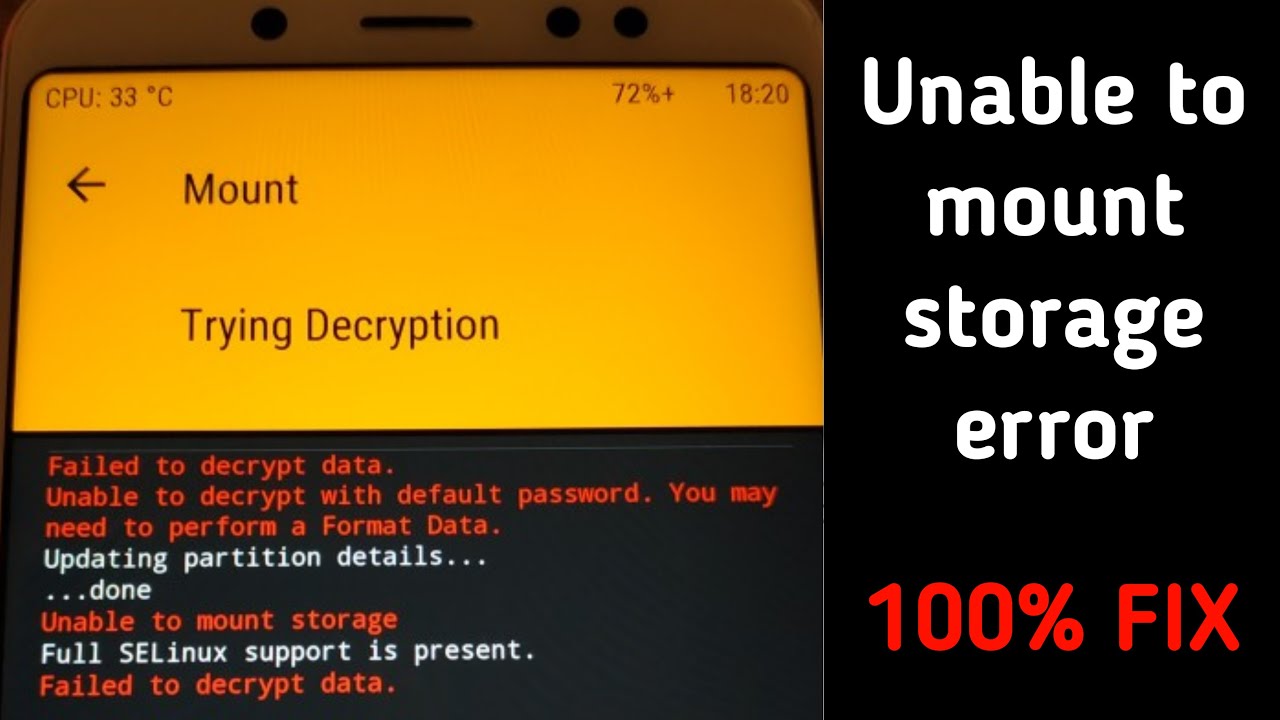 Fix: Unable to mount storage [0 MB storage] error in TWRP/OrangeFox