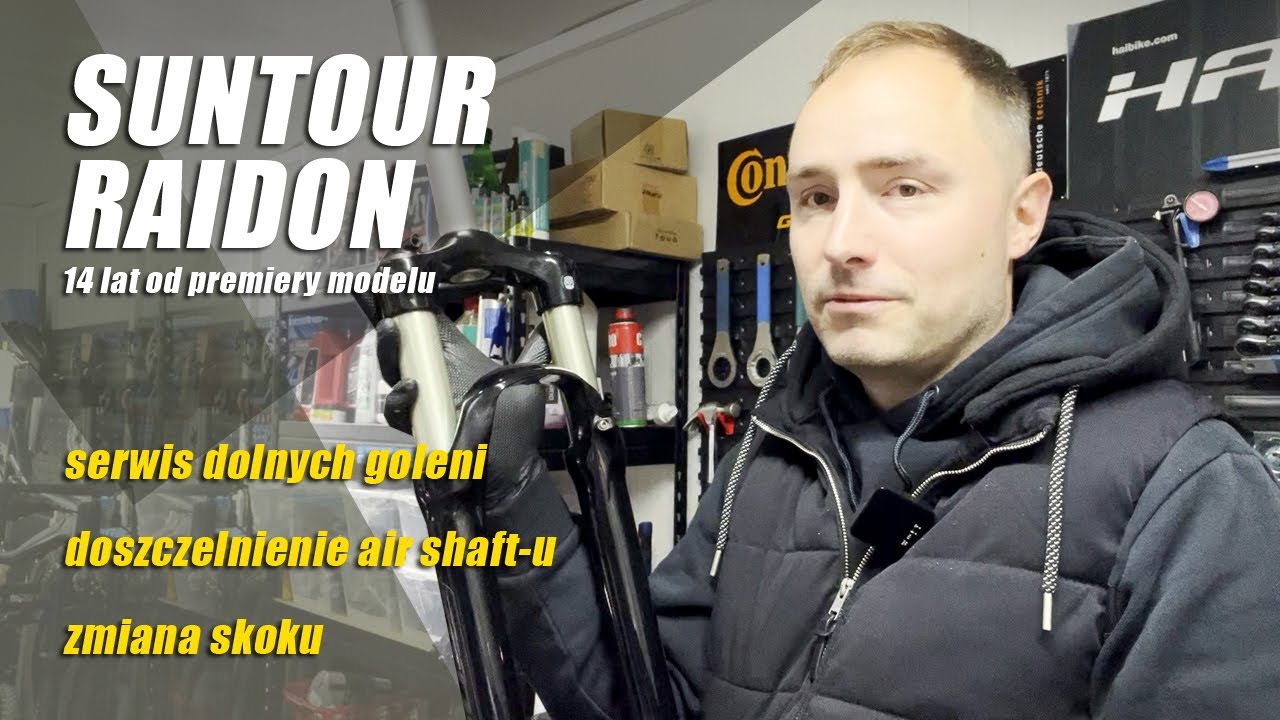 Suntour RAIDON widelec powietrzny MTB serwis podstawowy zmiana skoku lower leg service air shaft XCR