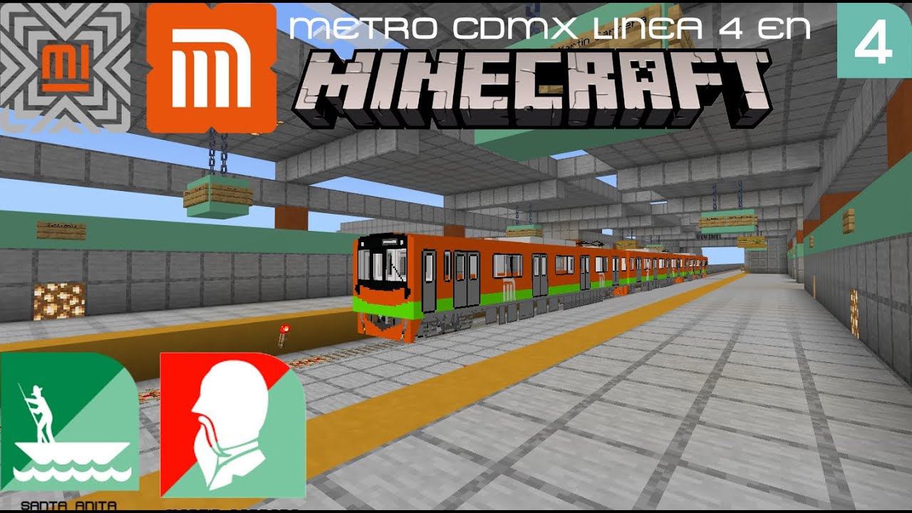 (NUEVO MAPA Minecraft) Metro CDMX Linea 4 SANTA ANITA - MARTIN CARRERA - Recorrido Completo