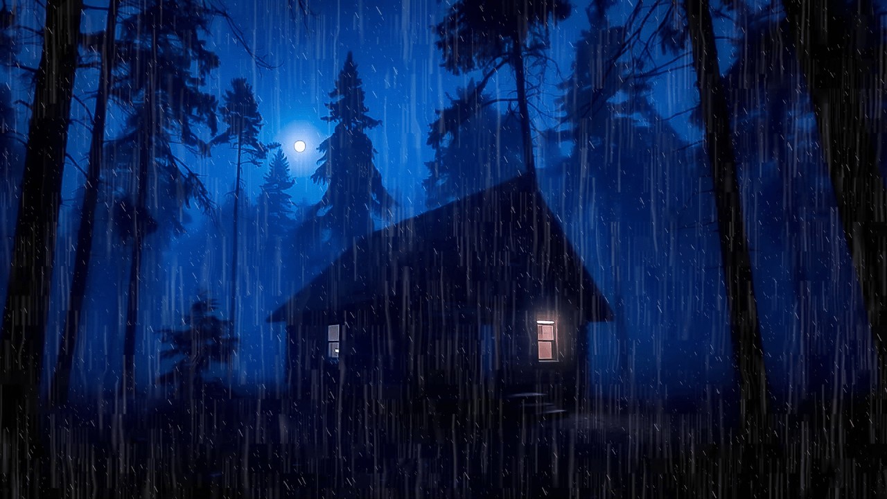 Night Rain Sounds for Deep Sleep 🌙 Cozy Forest Cabin Ambience | ASMR Rain