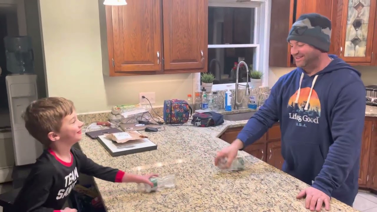 Bottle flipping “cap style”  with Uncle Mark.