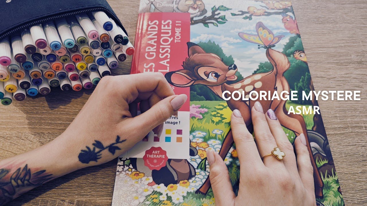ASMR | COLORIAGE MAGIQUE DISNEY | CHUCHOTEMENT PROCHE DU MICRO (BRUITS FEUTRE | PAGES)