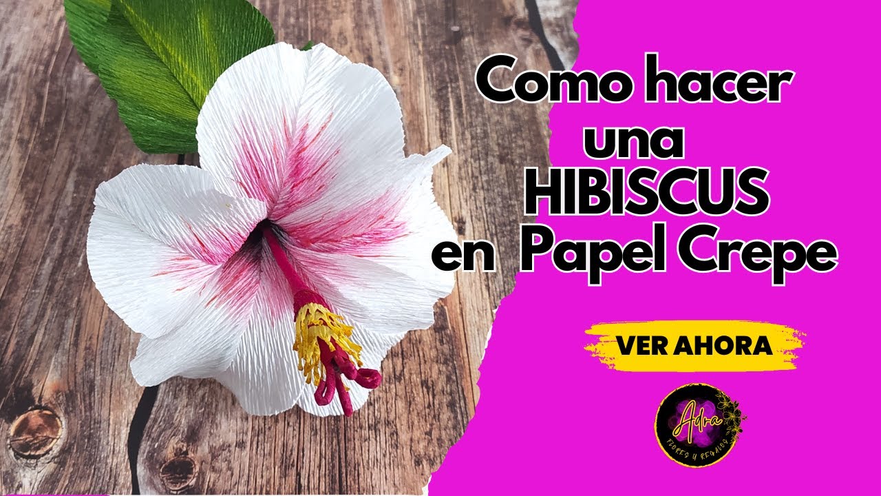 Hibiscus tropical en papel crepé lleno de color 🌷