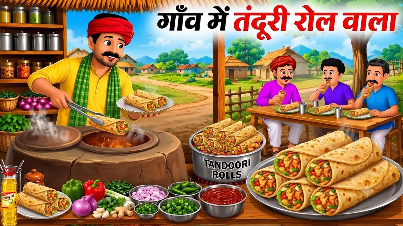 गाँव में तंदूरी रोल वाला | Tandoori Roll Wala | Hindi Kahani | Moral Stories | Cartoon Story
