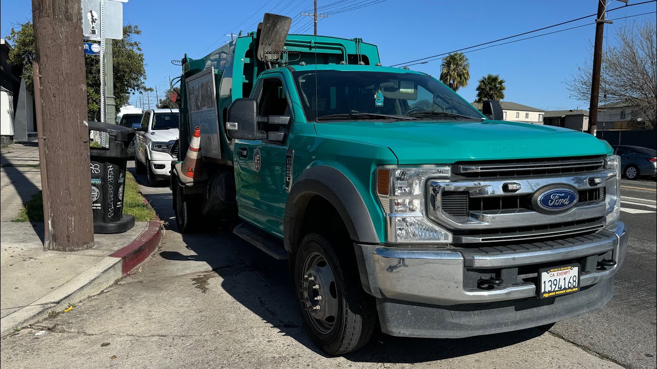 Small Rear Loader Garbage Truck on Heavy Trash Cans! - Garbage Man POV