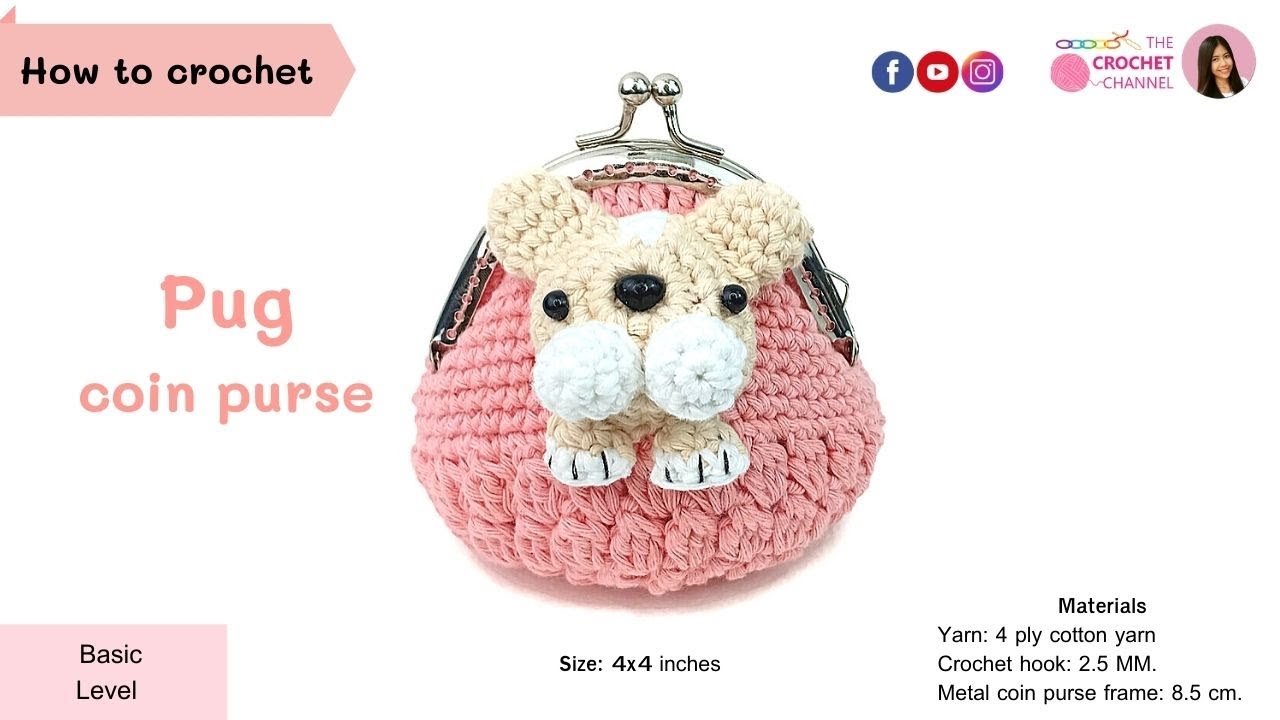 How to crochet a pug coin purse