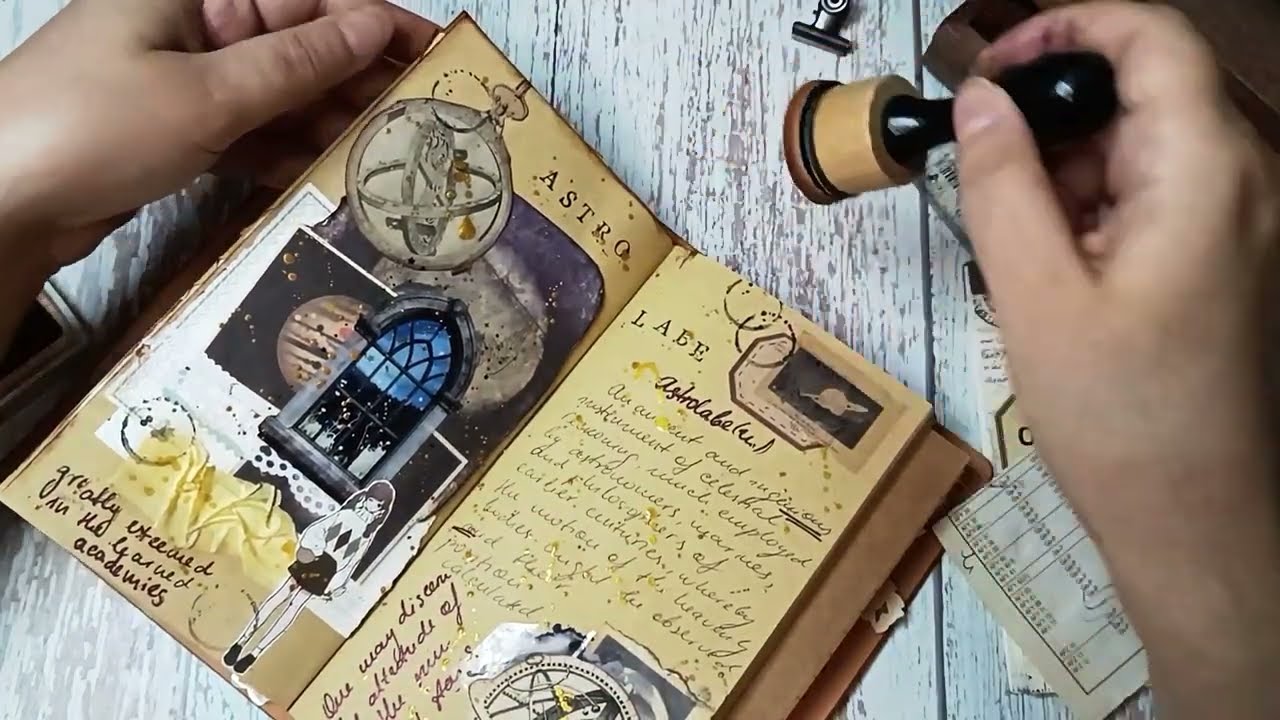 Vintage Astrolabe Journal with Me ASMR | no talking | no music | no speed up