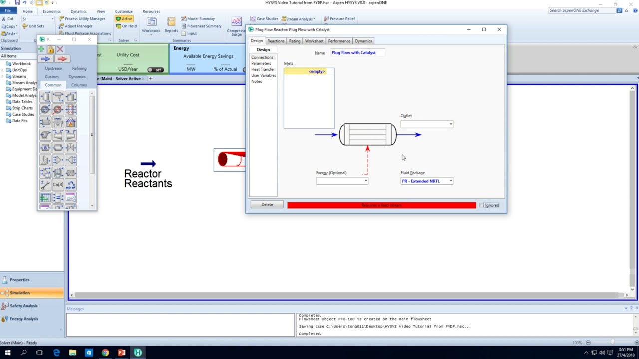 HYSYS Methanol Production from Flue Gas 3   Reactors and Exporting Reaction Kinetics