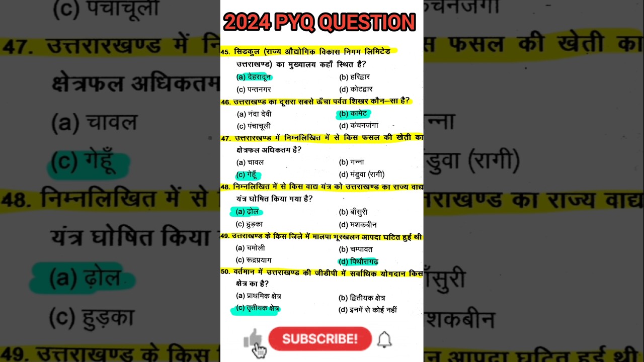 Uksssc/ukpsc previous year question paper,Uttarakhand GK,history of Uttarakhand,gk for ukpsc