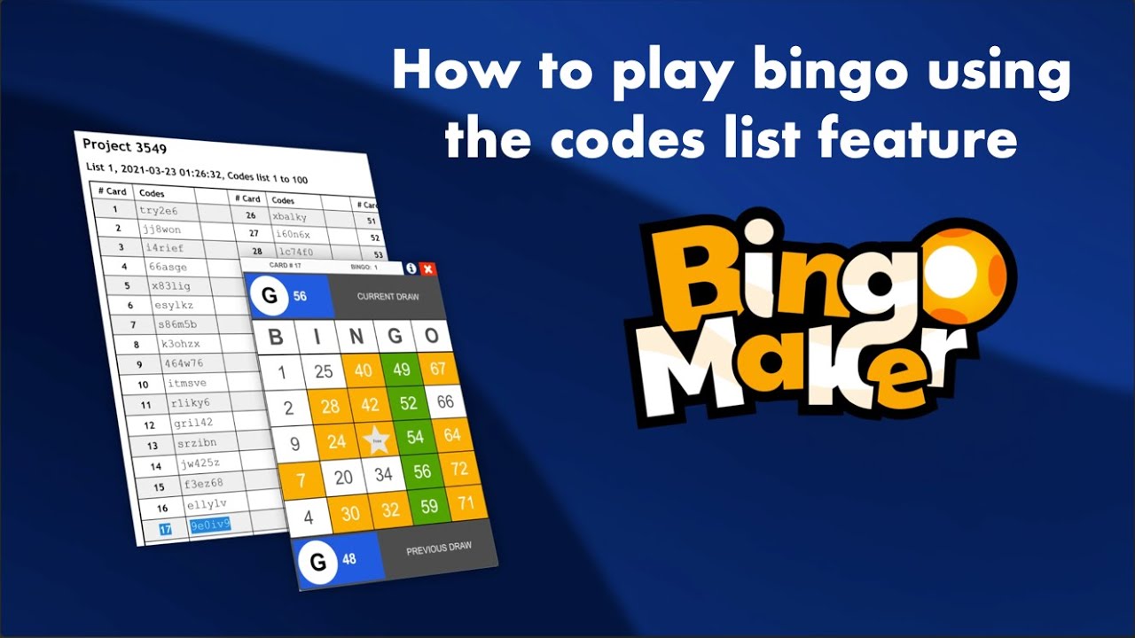 How to host a bingo game using the codes list feature