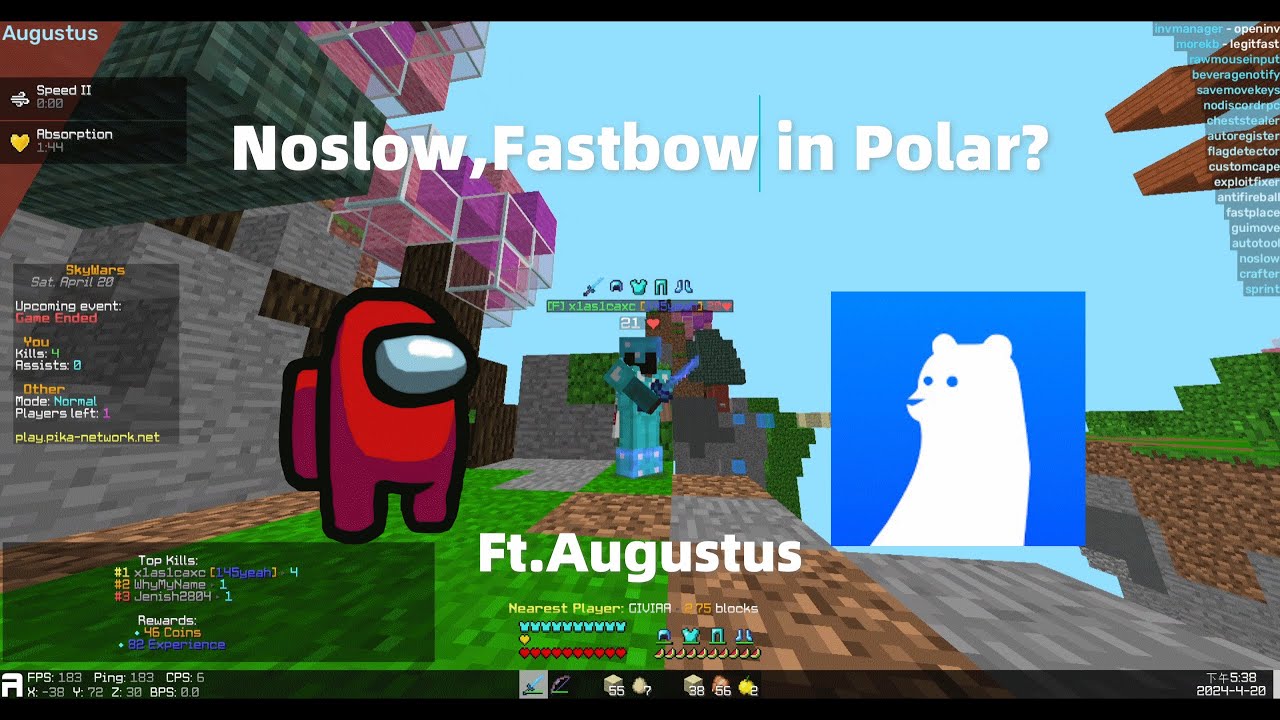 Full Noslow,Fastbow In Polar Anticheat w/#Augustus