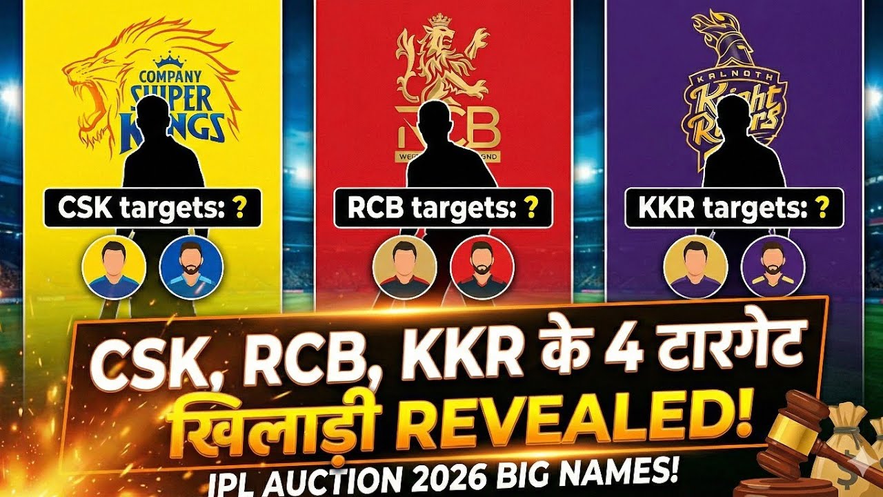 IPL Auction 2026: CSK vs RCB vs KKR | Inke 4 Target Players Sabse Strong Konse Hai 
