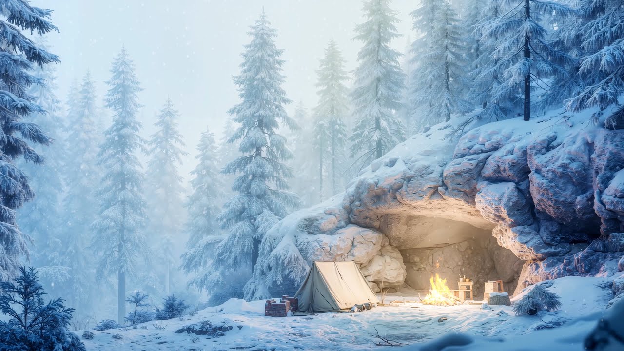 Snow, Silence & Slow Time 🌲 Winter Forest Camp White Noise for Deep Sleep (No Music)