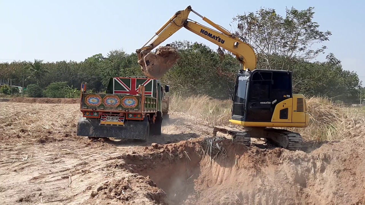 วันที่ 26 จัดไปงานปากบ่อ 300 เที่ยว เล็กพริกขี้หนู  komatsu pc70-8 excavator and truck EP..6025