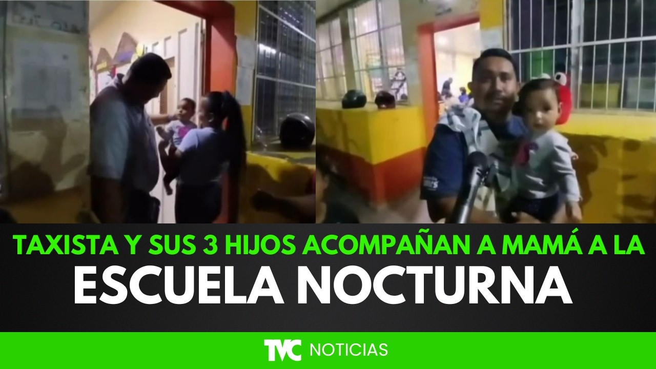 ¡ADMIRABLE! Taxista y sus 3 hijos acompañan a mamá a la escuela nocturna cada noche