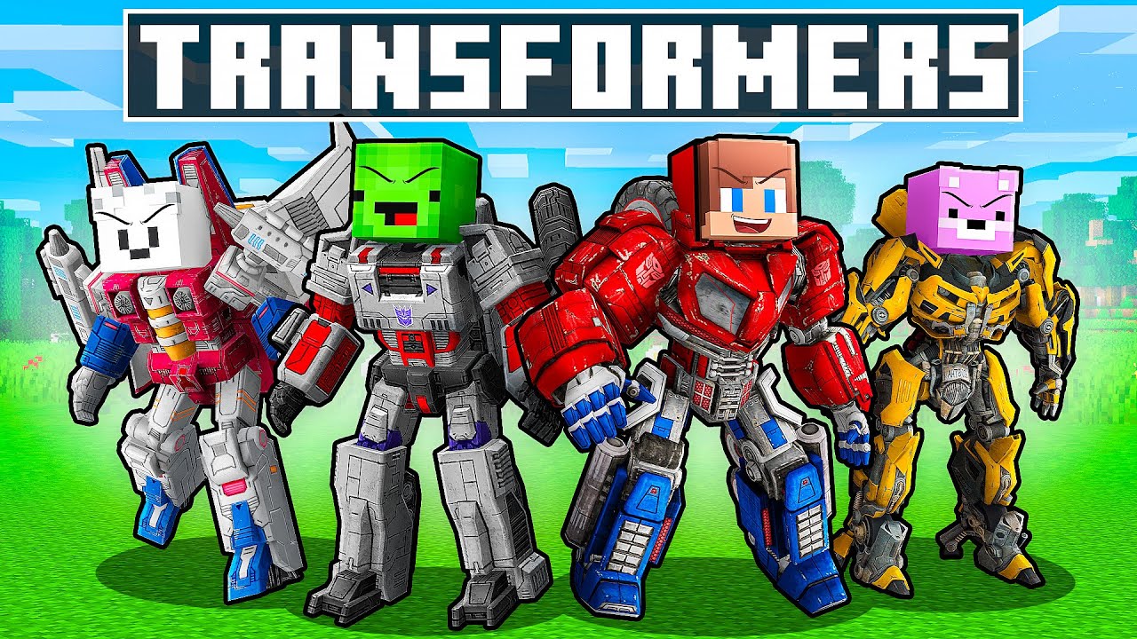 Джей-Джей и Майки стали семьёй Трансформеров в Minecraft - Maizen