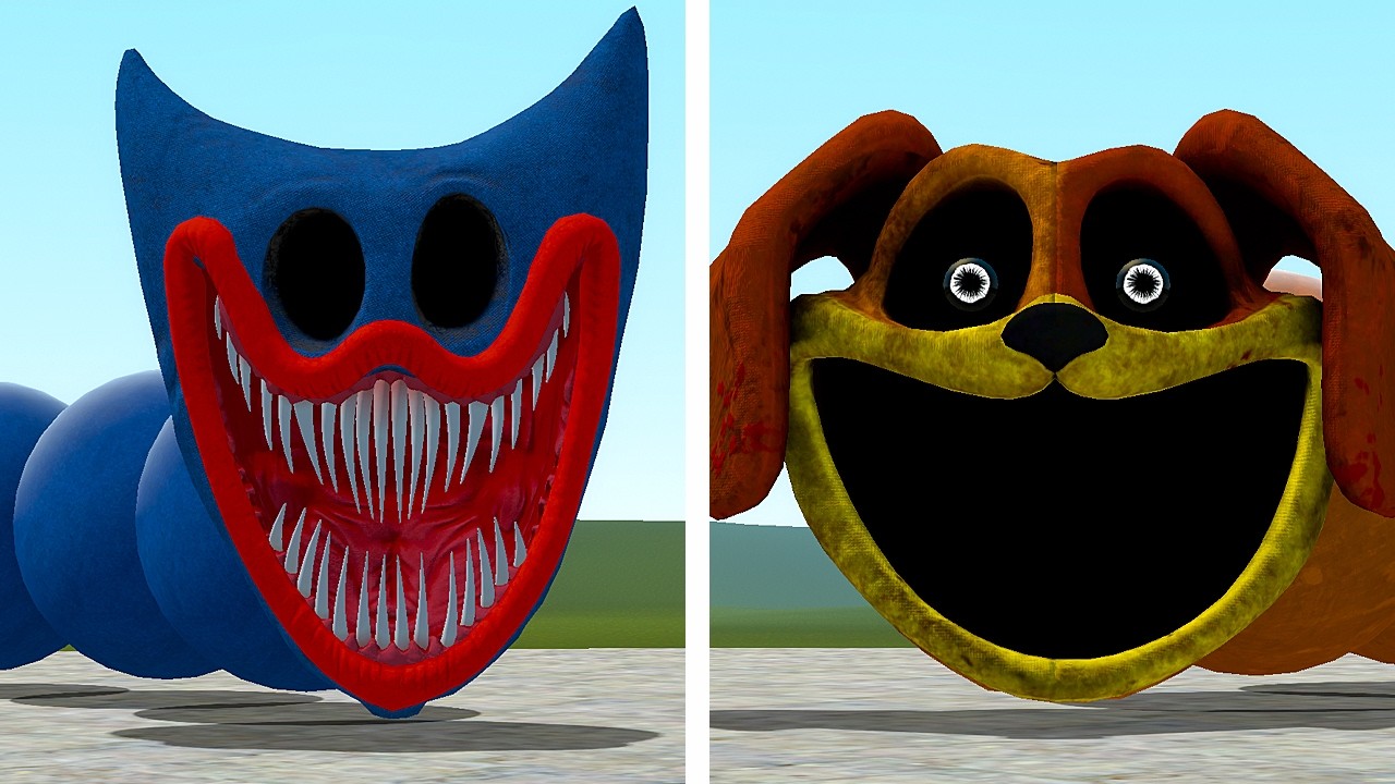 WHO IS THE STRONGEST?! ROBLOX HUNGRY HUGGY WUGGY WORM VS ROBLOX HUNGRY DOGDAY WORM In Garry's Mod!