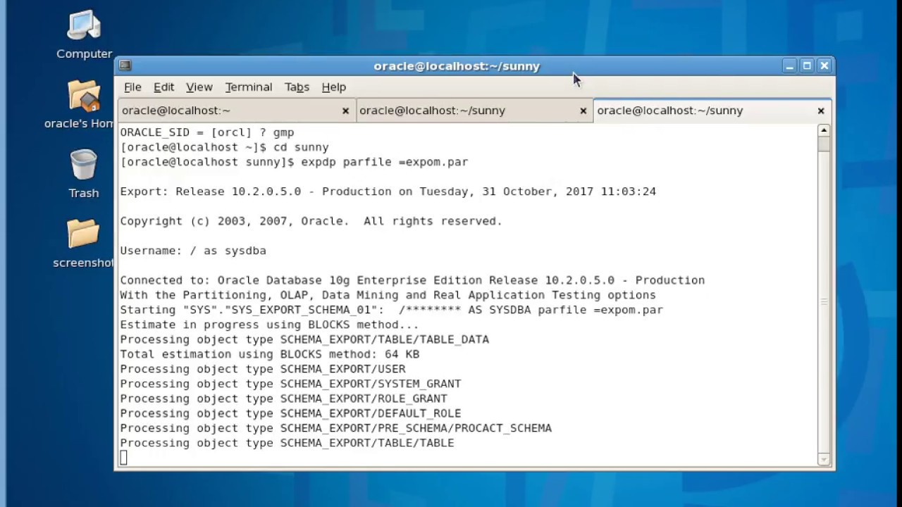 Expdp impdp in oracle(10g) database