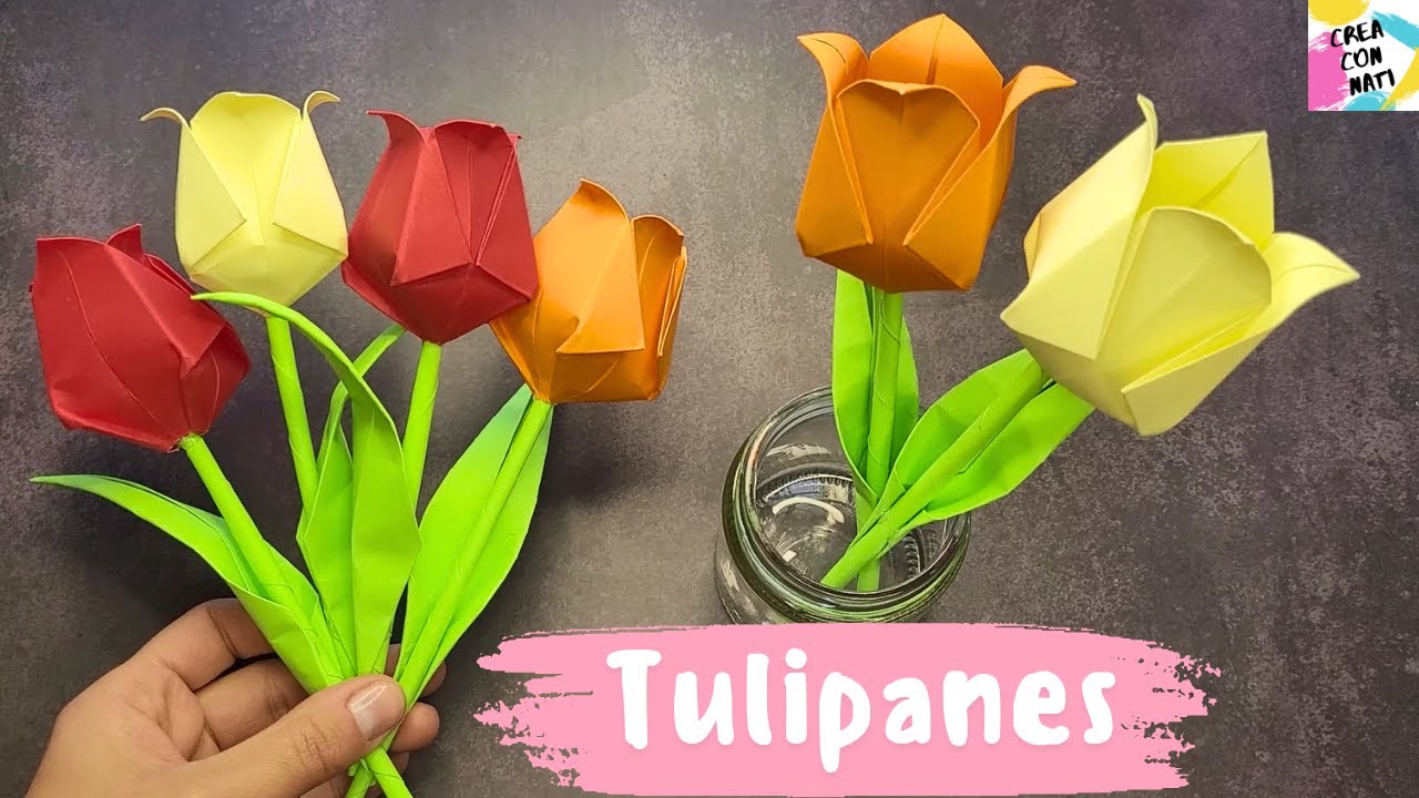🌷 Cómo hacer un TULIPÁN de PAPEL - Fácil y bonito