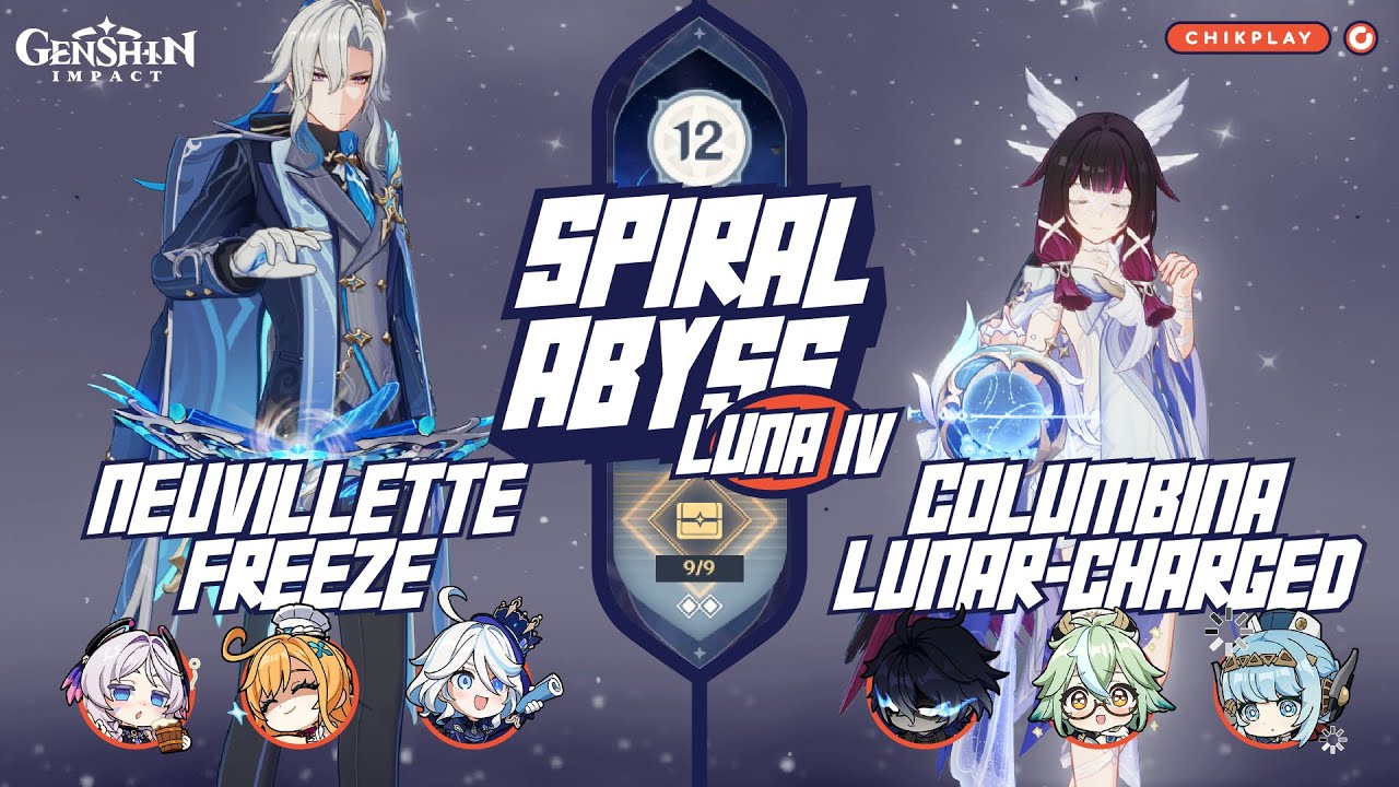 New Spiral Abyss Luna 3 - C0 Neuvillette Freeze X C0 Columbina Lunar -Charged | Floor 12 Full Star
