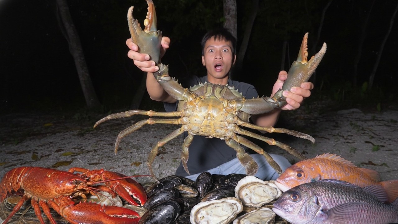 Thử Thách Sinh Tồn Trên Đảo Hoang - Bắt Được Cua Khủng Và Săn Hải Sản Đêm Thu Hoạch Toàn Cực Phẩm