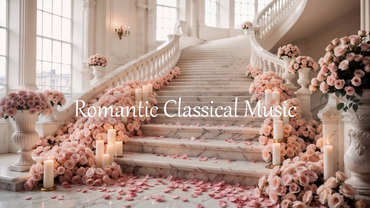 🕯️ Elegant Romantic Ambience 🌹 Pink Roses, Candlelight & Romantic Classical Music for Relaxation 🎶