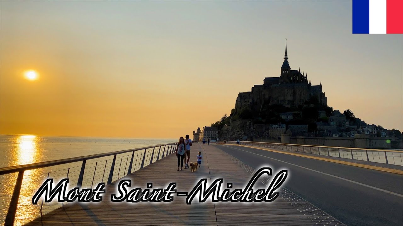 🇫🇷Mont Saint-Michel Sunset Walk - Footbridge -【4K 60fps】