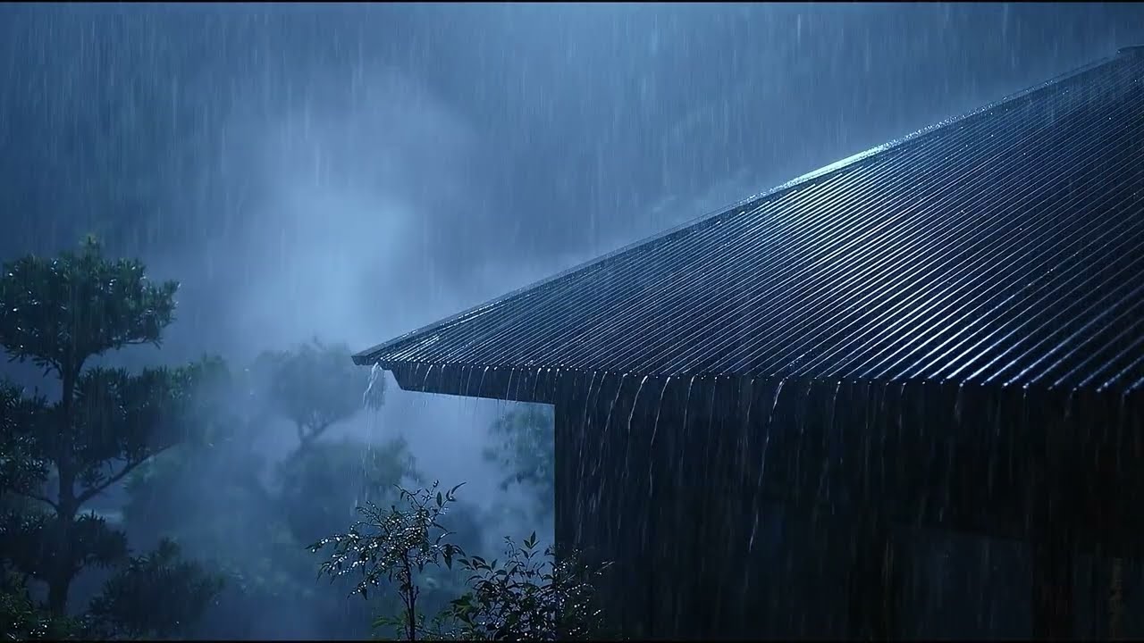 Deep Night Rain Through Mist on Tin Roof 🌧️ | Sleep in 2 Minutes Soothing Storm Sounds (NO ADS)
