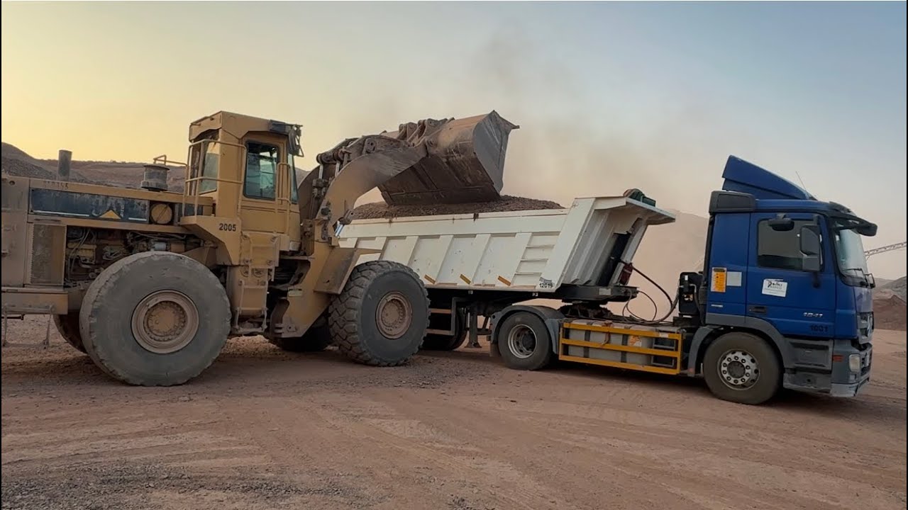 *CAT 980 Wheel Loader Aggregate Loading Truck + Trailer | 403HP Crusher Beast 4K*