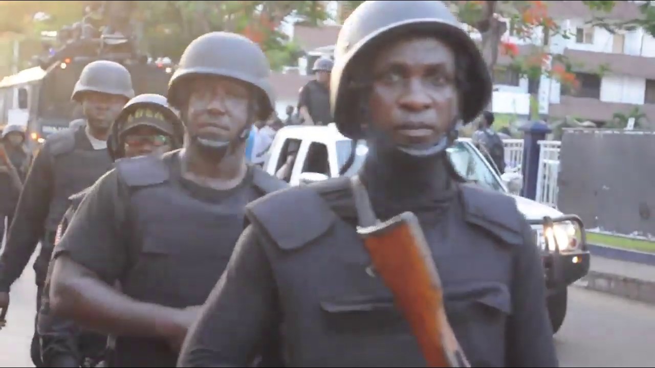 LIBERIA NATIONAL POLICE PARADE THE STREET OF MONROVIA