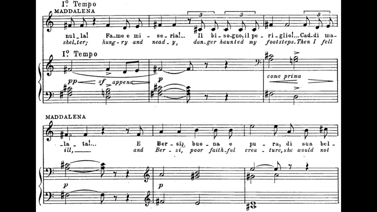 La mamma morta (Andrea Chenier - U. Giordano) Score Animation